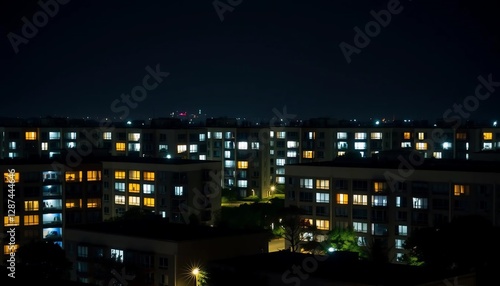 Wallpaper Mural Night Lights Cityscape: Illuminated Apartments at Night Torontodigital.ca