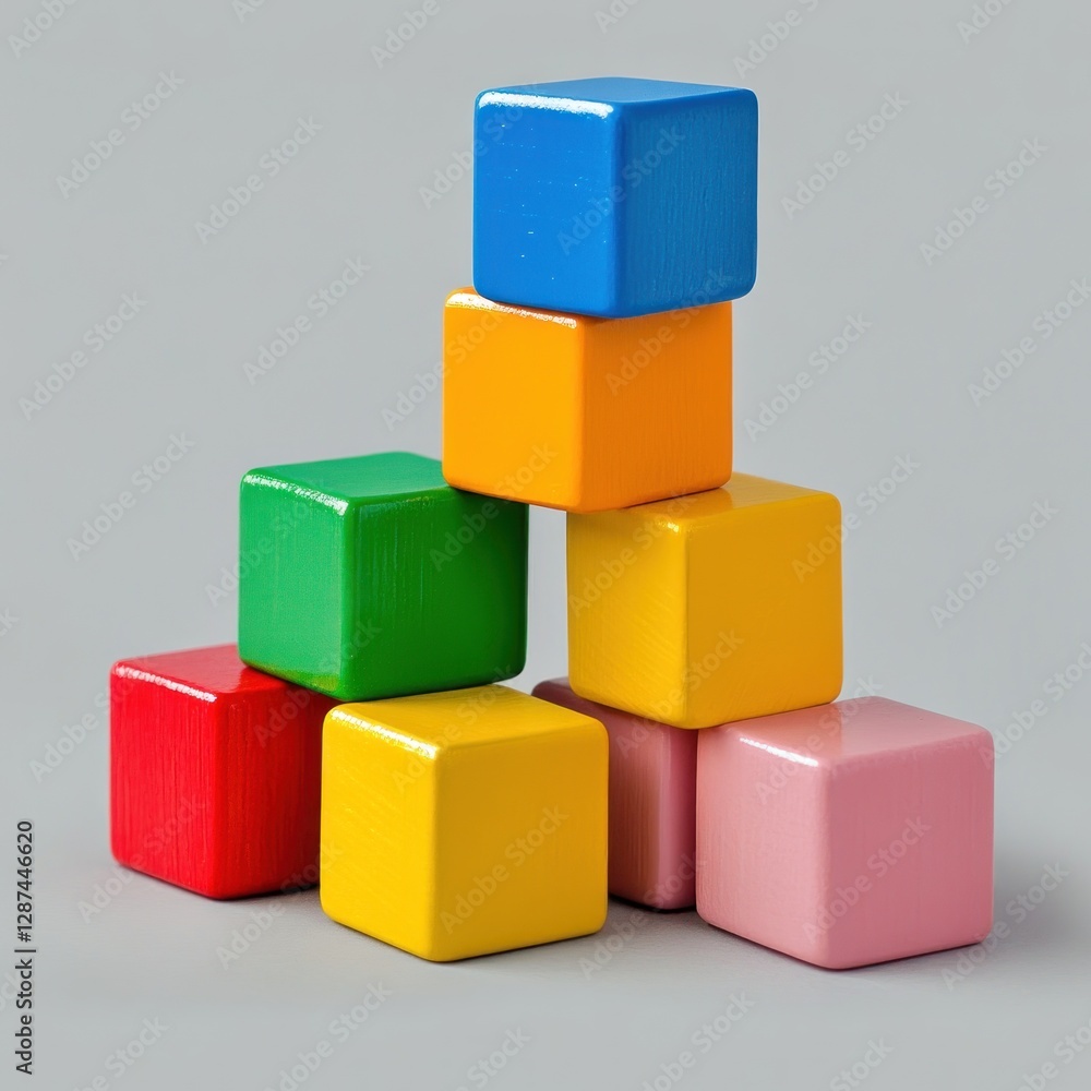 Colorful Wooden Blocks Stacked in a Pyramid Shape Colorful Wooden Blocks Stacked in a Pyramid Shape