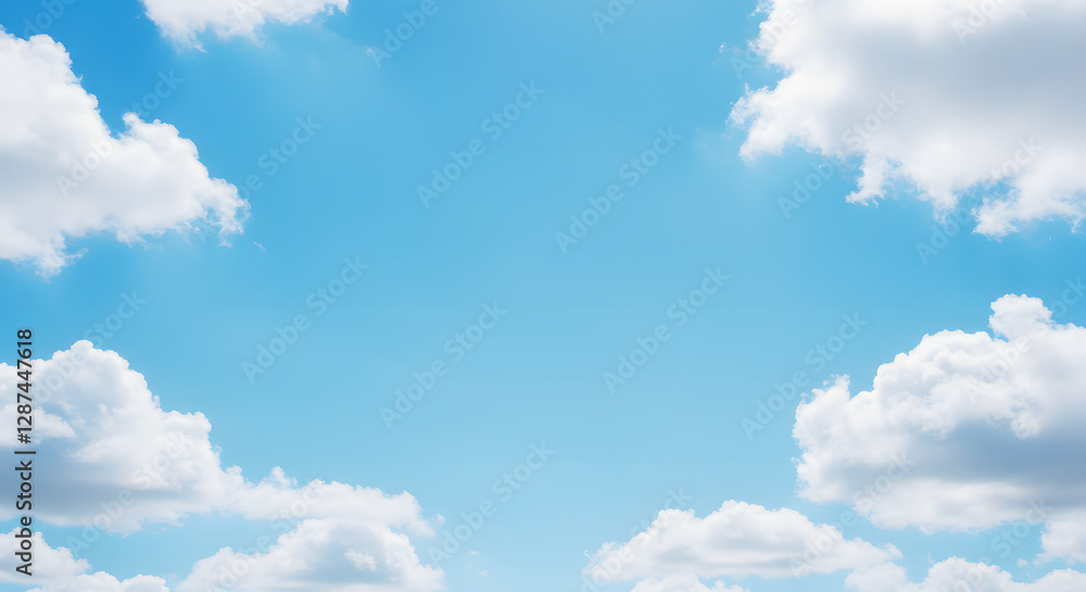 Vibrant Blue Sky and Fluffy White Clouds Background Image for Design Vibrant Blue Sky and Fluffy White Clouds Background Image for Design