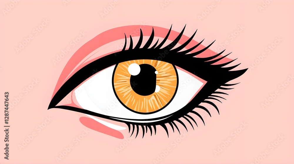 Vibrant Eye Illustration with Orange Iris and Dramatic Eyelashes Vibrant Eye Illustration with Orange Iris and Dramatic Eyelashes
