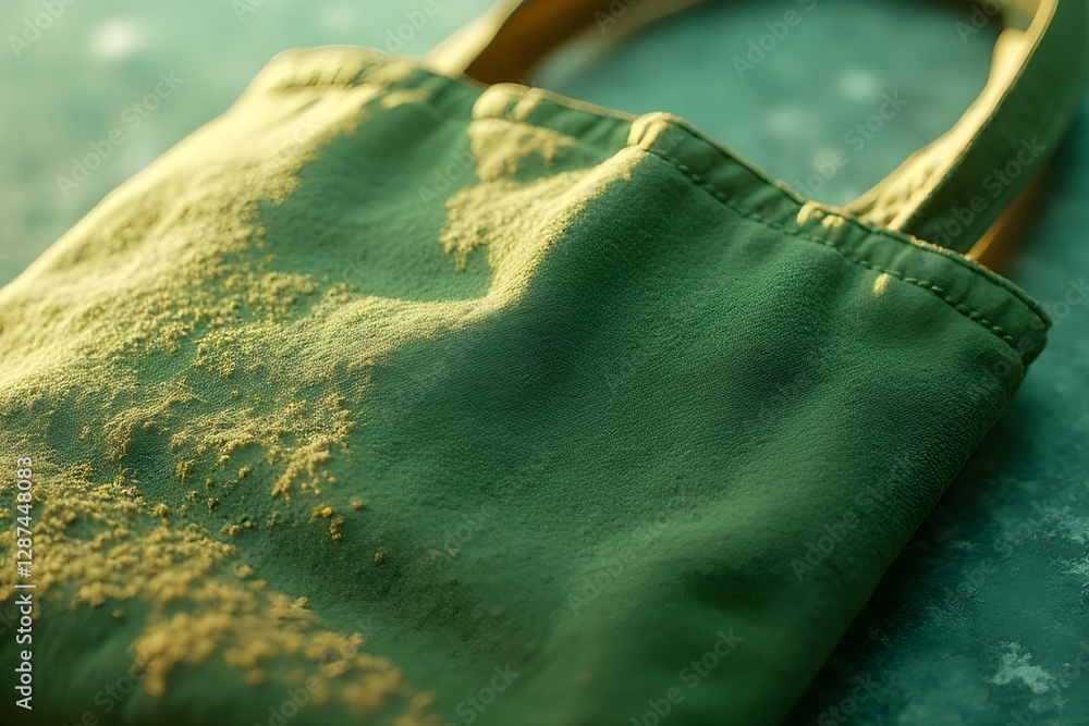 Fototapeta premium Closeup of a Green Canvas Tote Bag with Distinctive Texture
