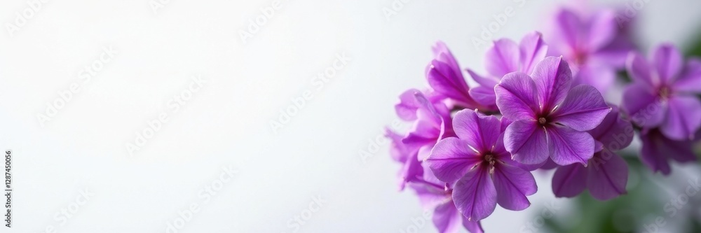 Crisp white showcases vibrant purple flower cluster, delicate, close-up, bright Crisp white showcases vibrant purple flower cluster, delicate, close-up, bright