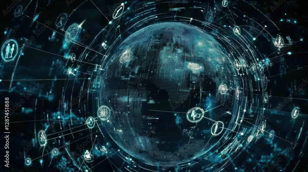 Obraz premium Global Network Data Visualization