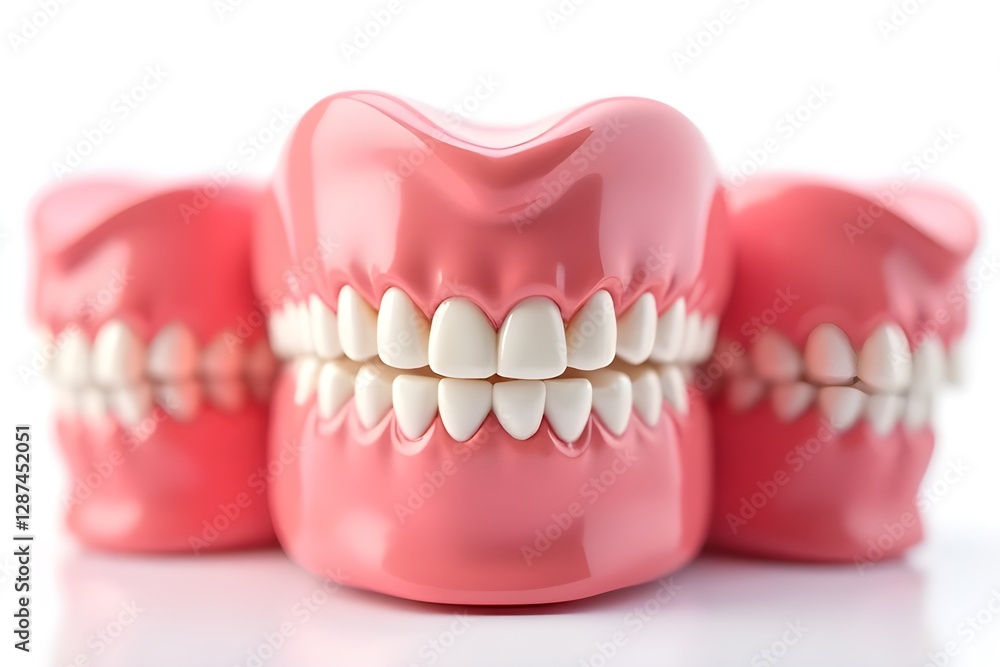 Obraz premium Realistic Dental Models Showing Healthy Teeth and Gums for Education or Practice
