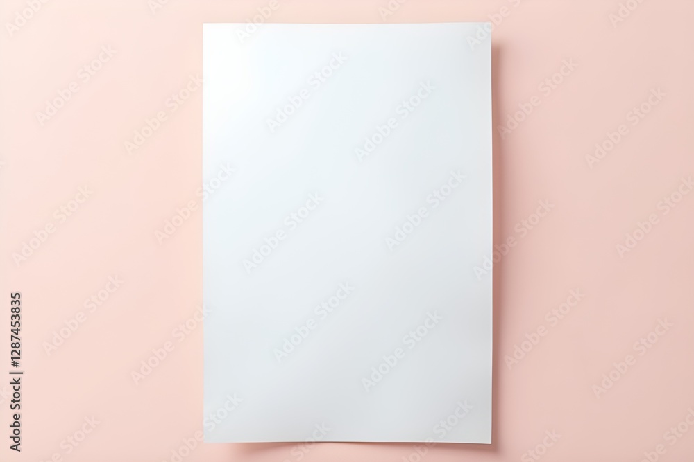 Blank White Paper on Pastel Pink Background - Minimalist Design for Mockups and Stationery Blank White Paper on Pastel Pink Background - Minimalist Design for Mockups and Stationery