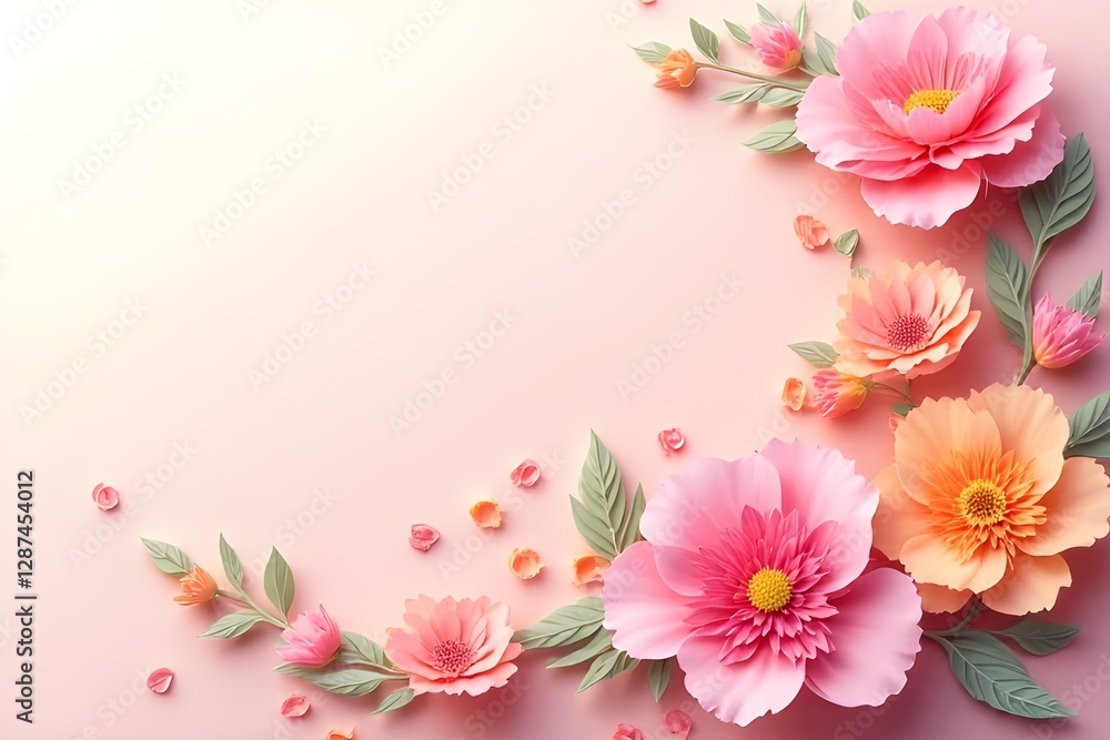 Beautiful Paper Flowers in Soft Pink and Peach Tones - Floral Design Beautiful Paper Flowers in Soft Pink and Peach Tones - Floral Design