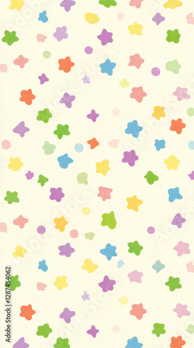 Colorful shapes on light background create cheerful pattern