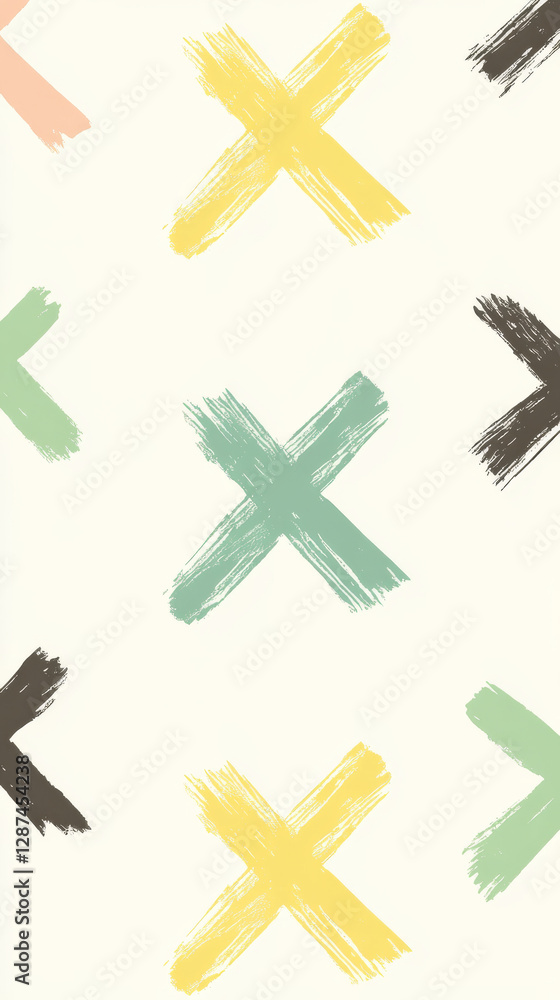 Obraz premium Colorful brush strokes on light background create playful pattern