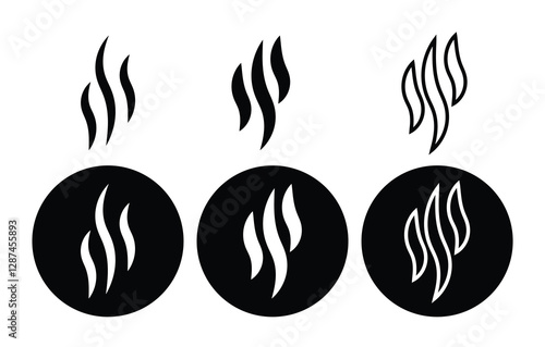 Aromas vaporize icons.Smoke, steam flat line icons set. Vector vapor, aroma, stink, odors symbols or fumes. Fragrances evaporate icons. Vector illustration
