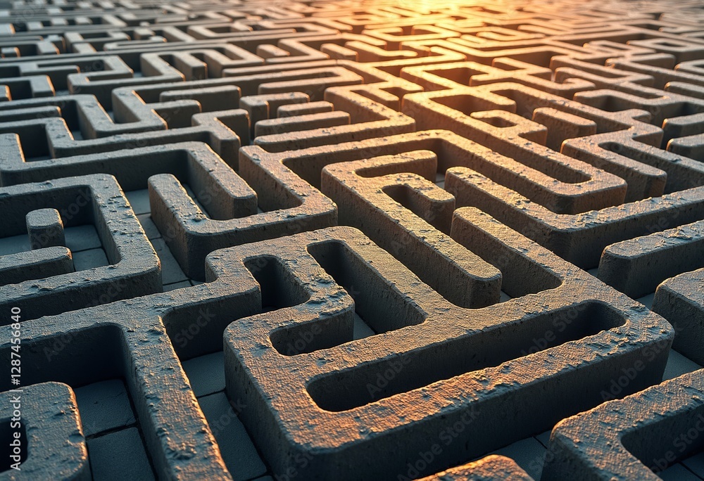 Navigate the Abstract: Dynamic Labyrinthine Background with Intertwining Straight and Curved Paths for Creative Projects, Adding Depth and Visual Interest to Minimalist Designs.

