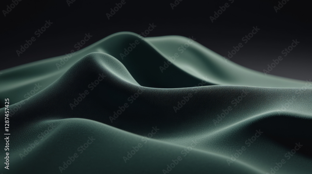 Smooth green fabric waves create elegant and calming atmosphere Smooth green fabric waves create elegant and calming atmosphere