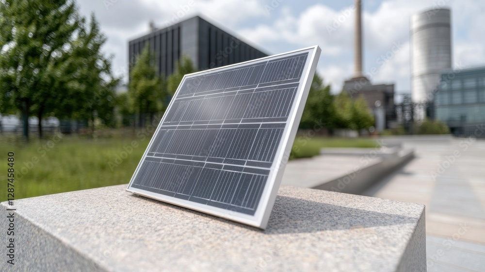 Fototapeta premium Solar panel on a city pedestal