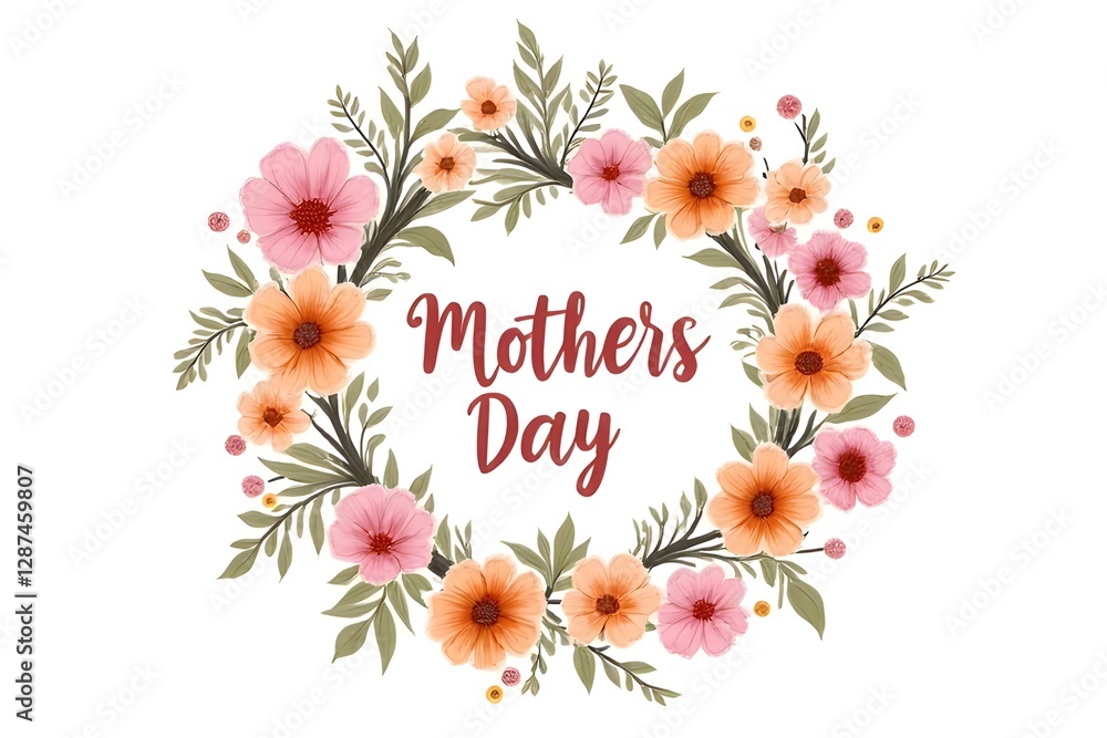 Obraz premium Beautiful Floral Wreath for Mother's Day Celebration