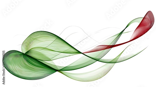 Flowing Green and Red Waves Creating Abstract Background Design