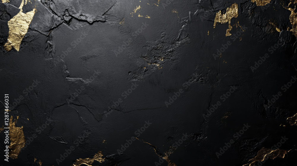 Obraz premium Dark matte black surface with subtle gold foil accents, rich texture, perfect for premium branding, modern and stylish, ultra high resolution, isolated background