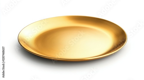 Fototapeta Naklejka Na Ścianę i Meble -  Golden plate, studio shot, white background, serving