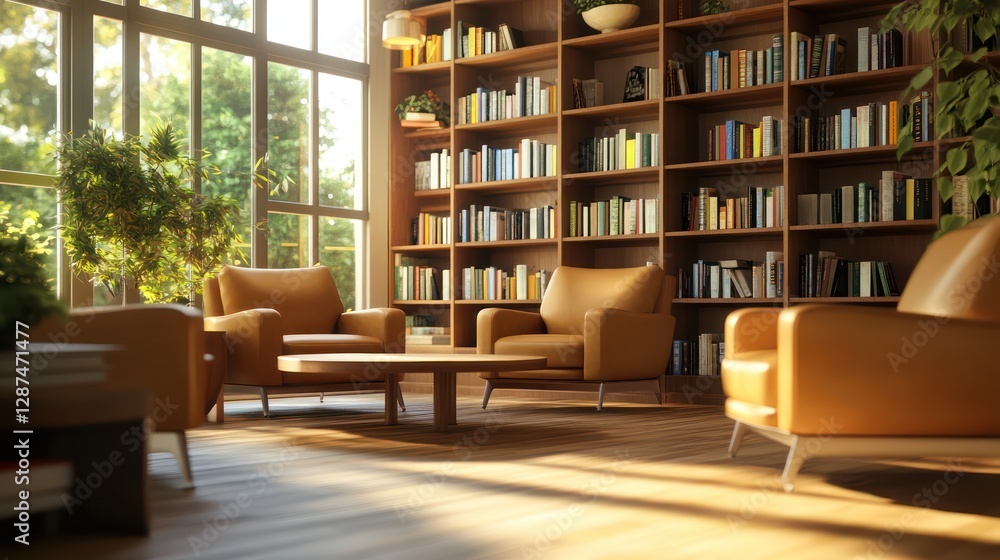Sunlit Library Lounge Relaxation Sunlit Library Lounge Relaxation