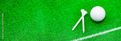 ゴルフボール と ティー と 芝生 【 golf の イメージ 】