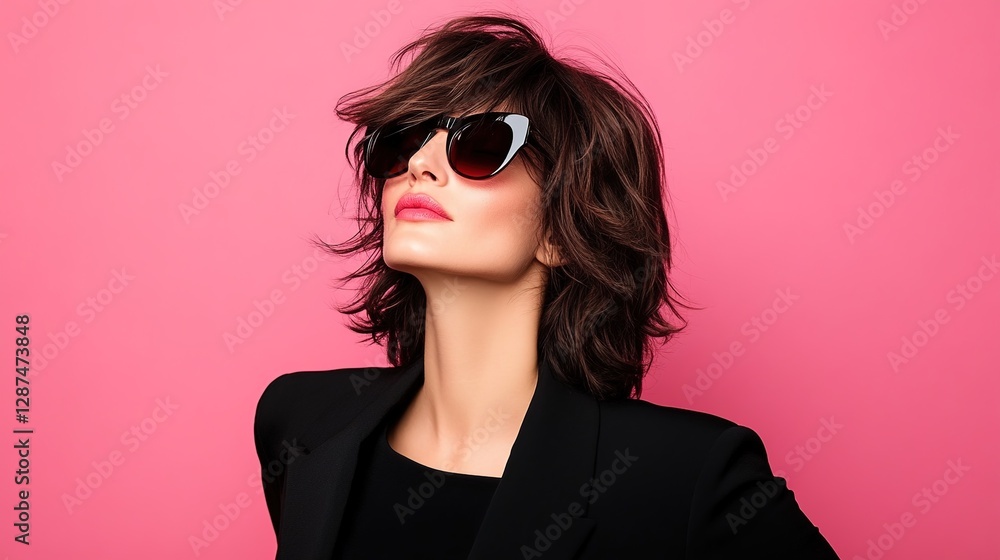 custom made wallpaper toronto digitalConfident Woman in Sunglasses Posing Against Pink Background