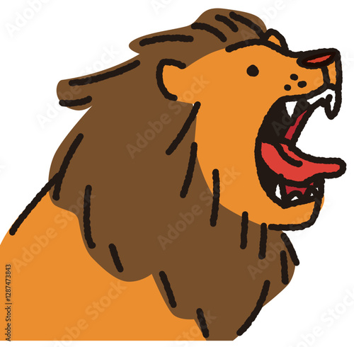 吠えるライオンのかわいいベクターイラスト素材