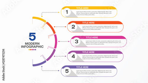 Infographic 5 options or step for presentation. Business icons concept.
