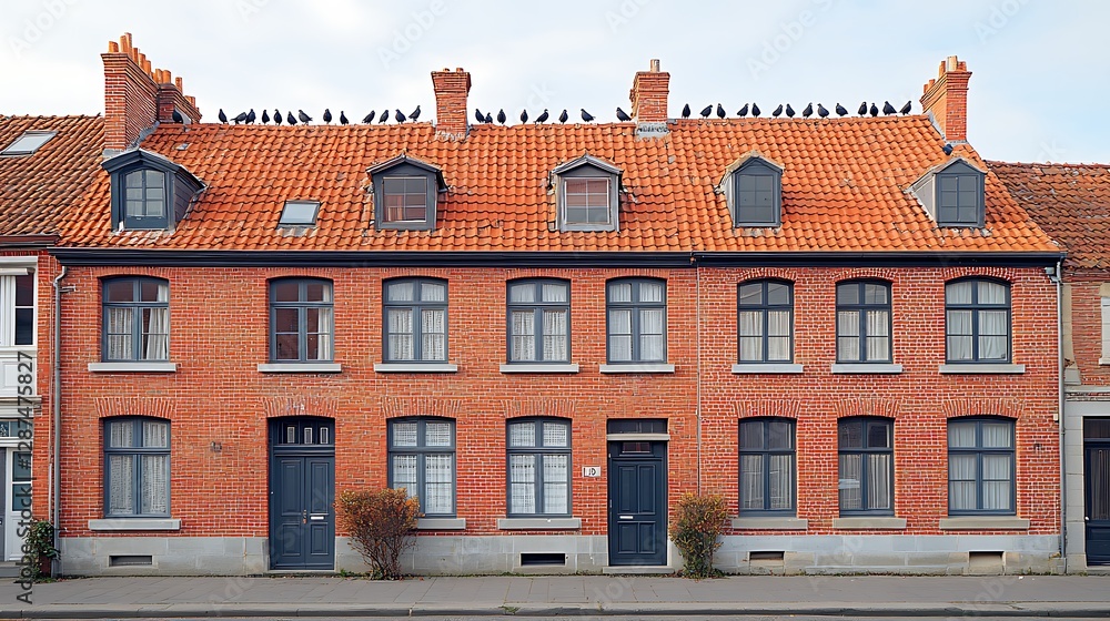 European Row Houses with Crows European Row Houses with Crows