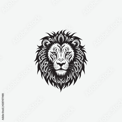 Wallpaper Mural Download a stunning lion face vector silhouette with intricate tribal details. Perfect for tattoos, logos, wall art, and digital designs. High-quality black and white illustration Torontodigital.ca