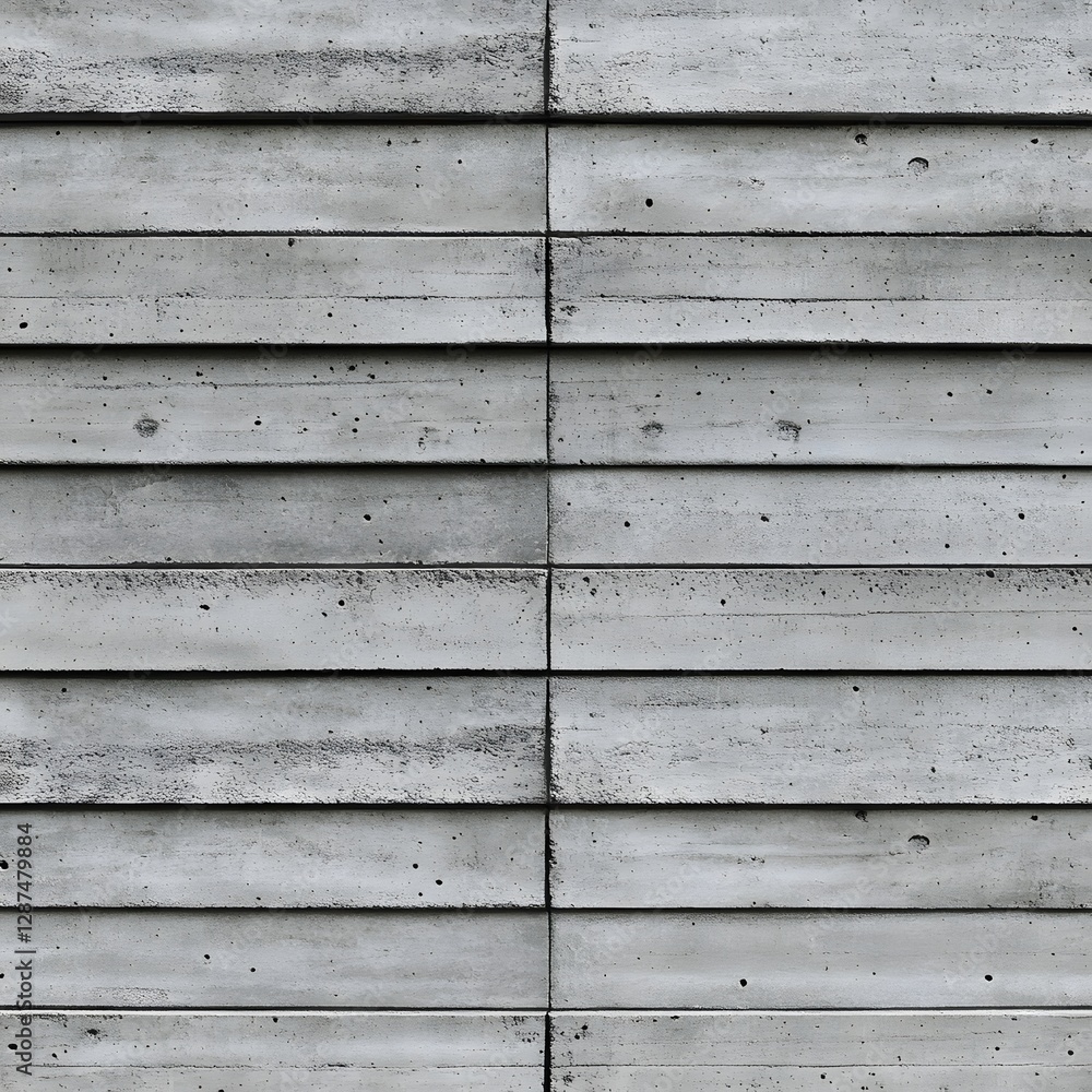 Fototapeta premium Horizontal Concrete Slats Wall Texture Background With Seamless Tileable Pattern