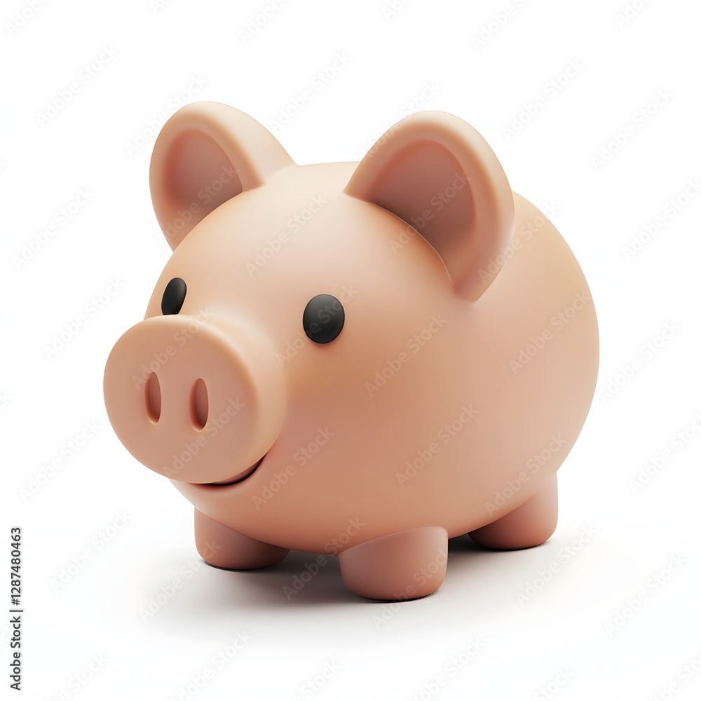 Soft Clay Piggy Bank Icon on White Background for Financial Savings Concept Soft Clay Piggy Bank Icon on White Background for Financial Savings Concept