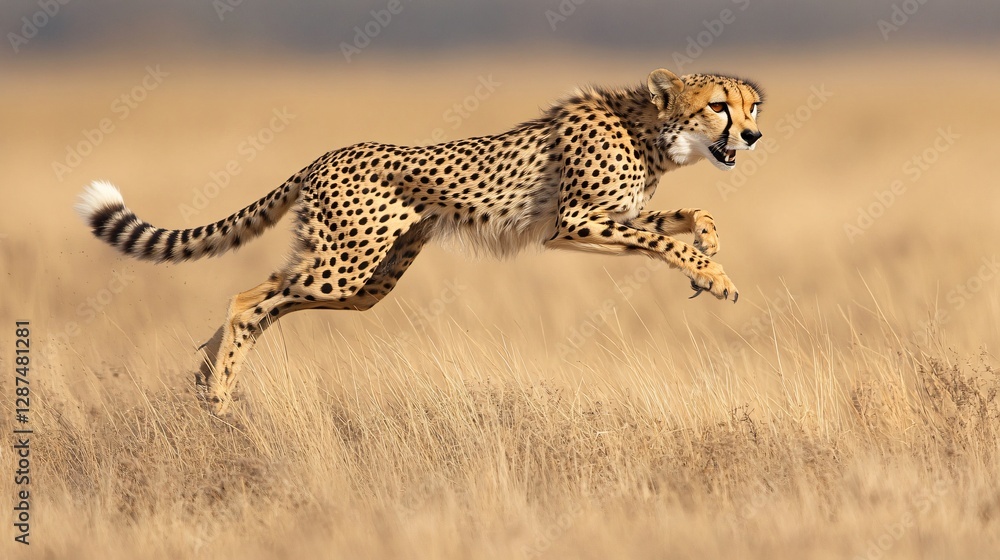 Cheetah in Leap Grace and Speed in the African Savanna Cheetah in Leap Grace and Speed in the African Savanna