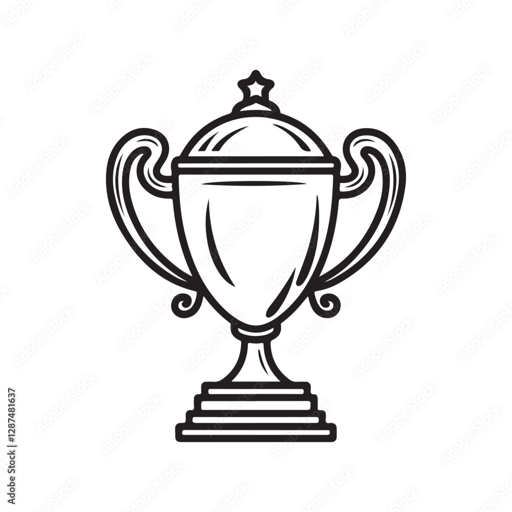 Fototapeta premium Champion Award Line Art – Sports Trophy Icon