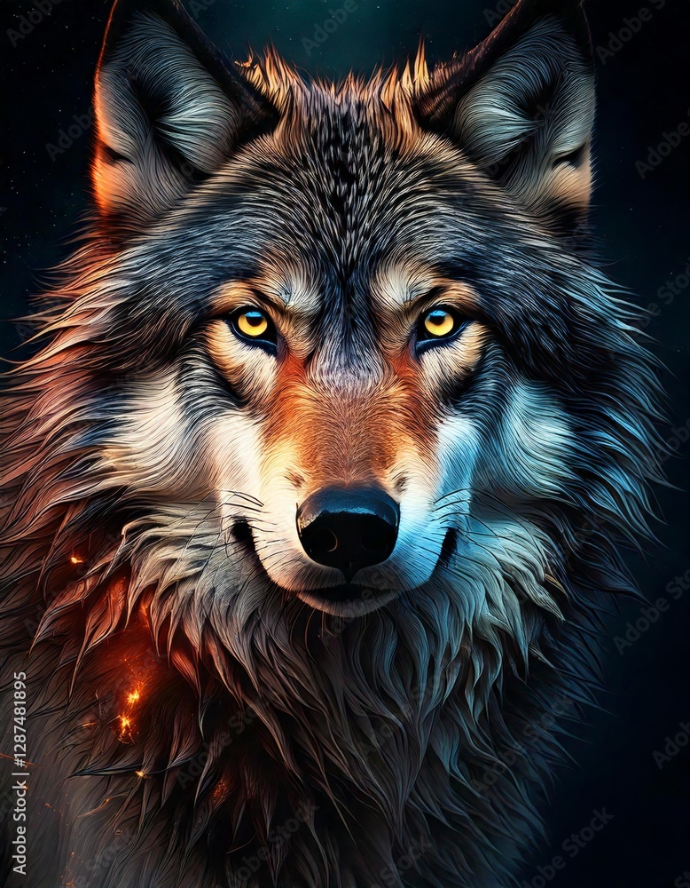 close up photo of a wolf with fine fur detail close up photo of a wolf with fine fur detail