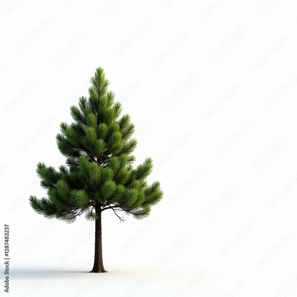 Lone pine tree against a bright white backdrop, white, peaceful, image