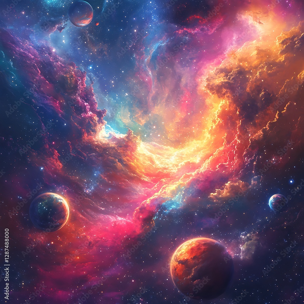 Obraz premium Colorful Nebulae Planets Space