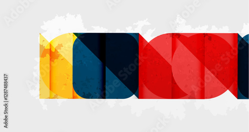 Squares, circles and triangles and grainy noisy texture. Vector Illustration For Wallpaper, Banner, Background, Card, Book Illustration, landing page