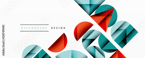 Abstract geometric pattern with intersecting circles and triangles in gradients. The high-contrast composition creates depth and a dynamic, modern aesthetic