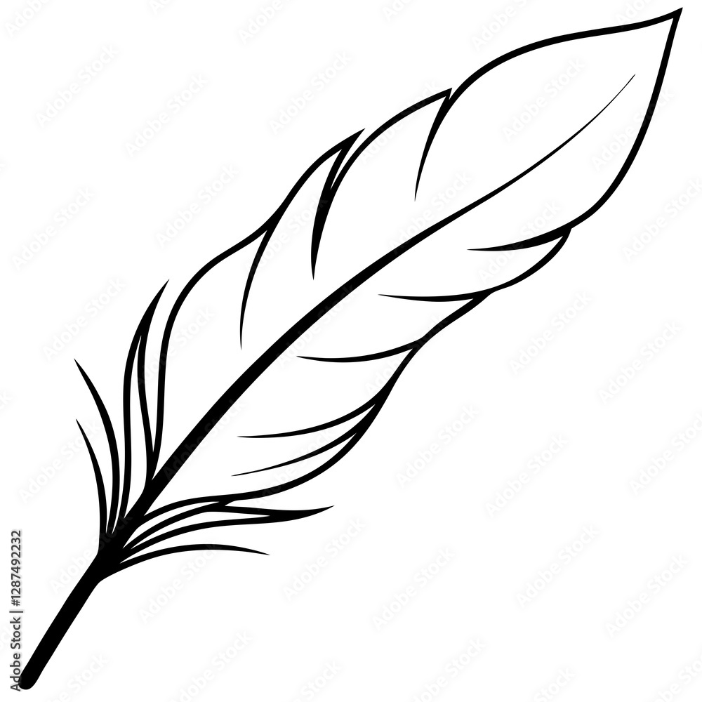 Fototapeta premium Minimalist Single Line Feather Illustration in Elegant Linear Style