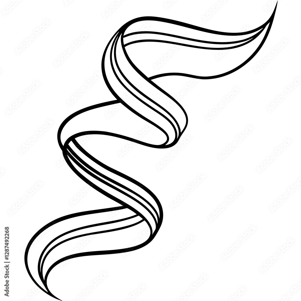 Fototapeta premium Abstract Ribbon Line Drawing in Modern Black Style Capturing Fluid Motion