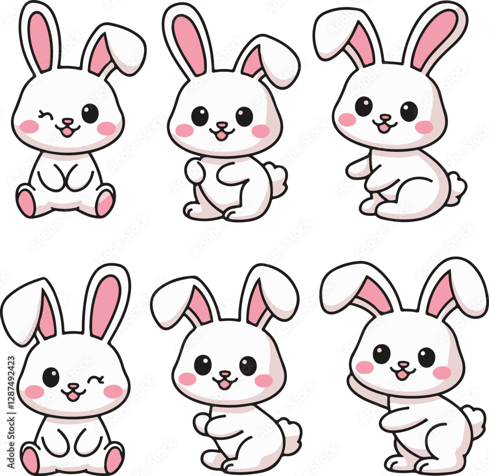 Obraz premium set of easter rabbits vector