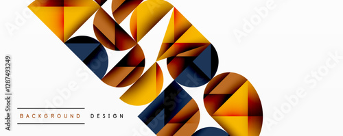 Abstract geometric pattern with intersecting circles and triangles in gradients. The high-contrast composition creates depth and a dynamic, modern aesthetic