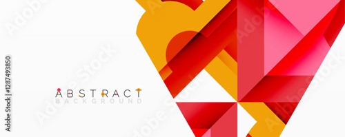 Abstract geometric composition with interlocking circular and angular shapes, featuring smooth gradients and sharp contrasts on a white background