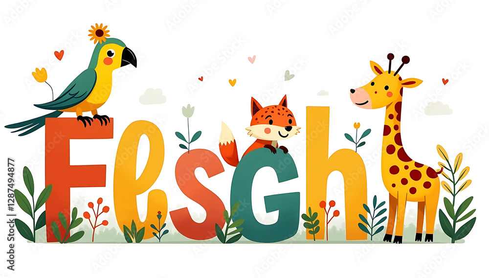 Children’s Educational Poster – A Colorful, Playful Layout Featuring Cute Illustrations of Animals and Alphabet Letters Children’s Educational Poster – A Colorful, Playful Layout Featuring Cute Illustrations of Animals and Alphabet Letters
