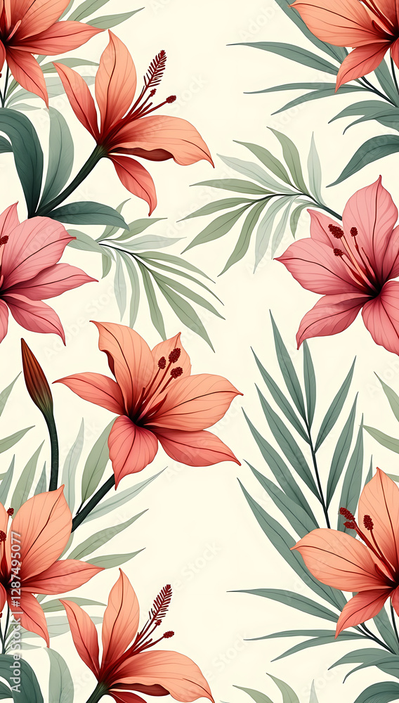 An elegant botanical pattern featuring exotic flowers, tropical leaves, and intricate hand-drawn details, perfect for textile design.
An elegant botanical pattern featuring exotic flowers, tropical leaves, and intricate hand-drawn details, perfect for textile design.