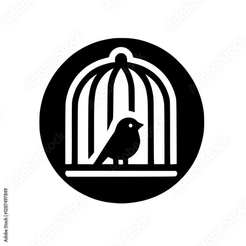 Icon of a bird in a cage representing captivity and pet supplies.