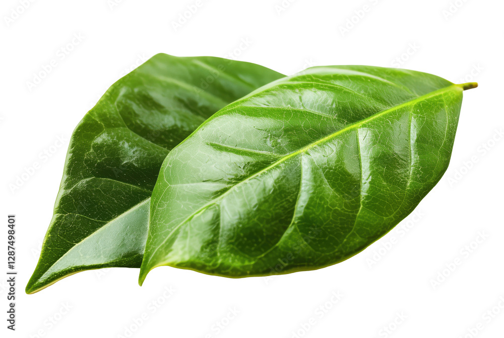 Fototapeta premium Two green leaves isolated on transparent background