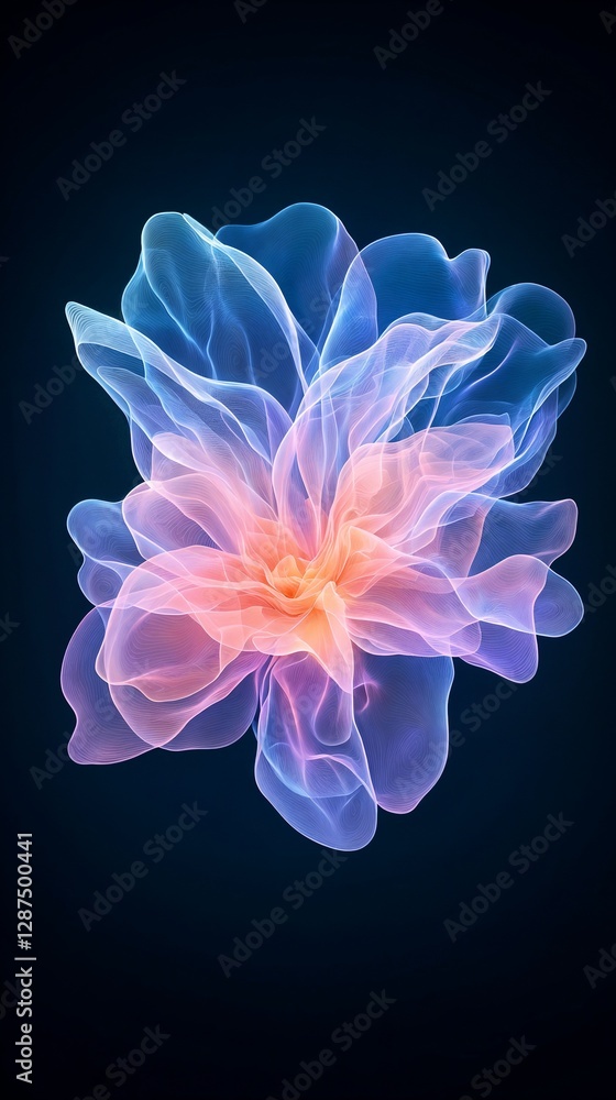 Abstract glowing flower in blue and pink on dark background Abstract glowing flower in blue and pink on dark background