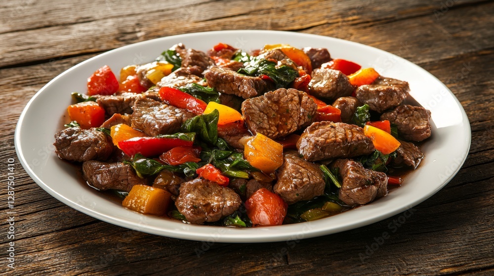 Delicious stir-fried mixed basil with beef, showcasing the tender meat and vibrant vegetables. --chaos 20 --ar 16:9 --quality 2 --v 6.1 Job ID: 7806b1ba-6a56-459c-83b7-c752fd19d847 Delicious stir-fried mixed basil with beef, showcasing the tender meat and vibrant vegetables. --chaos 20 --ar 16:9 --quality 2 --v 6.1 Job ID: 7806b1ba-6a56-459c-83b7-c752fd19d847