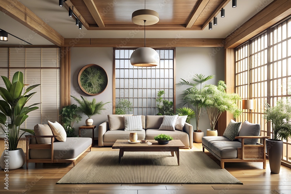 Fototapeta premium modern living room with fireplace