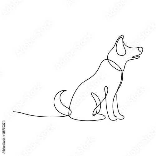 Single Line Dog Drawing Minimalist Canine Art Illustration