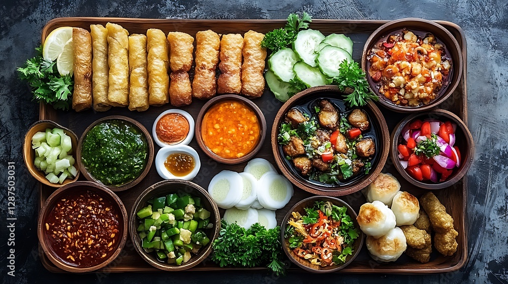 Indonesian Food Platter, Assorted Dishes Indonesian Food Platter, Assorted Dishes